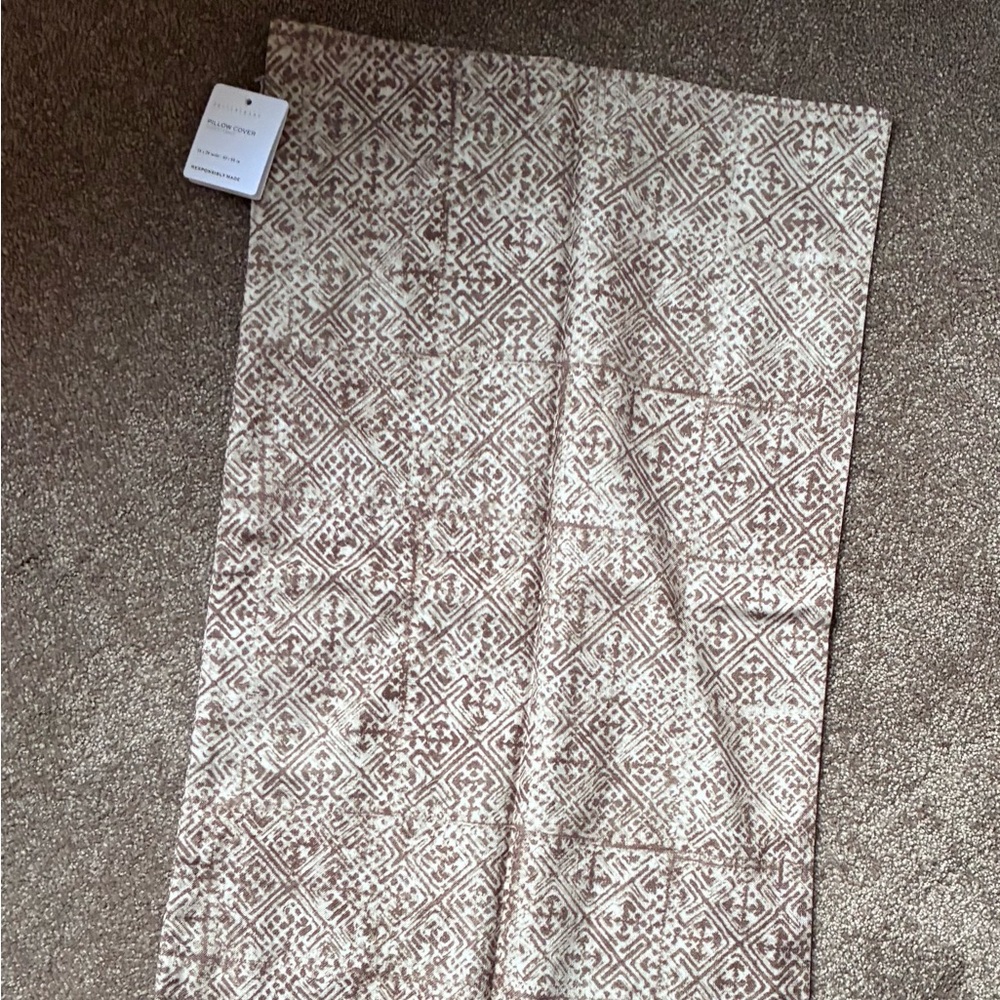 Pottery Barn Beige and Brown Patterned Pillow Cover - Picture 2 of 5